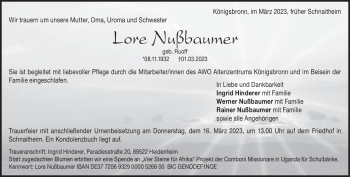 Traueranzeige von Lore Nußbaumer von Heidenheimer Zeitung