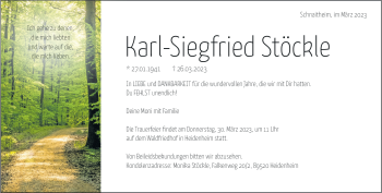 Anzeige Karl-Siegfried  Stöckle