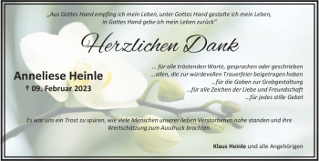 Traueranzeige von Anneliese Heinle von Heidenheimer Zeitung