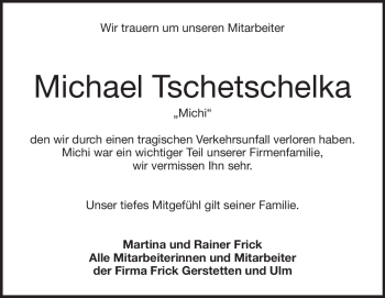 Traueranzeige von Michael Tschetschelka von Heidenheimer Zeitung