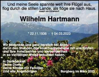 Traueranzeige von Wilhelm Hartmann von Heidenheimer Zeitung