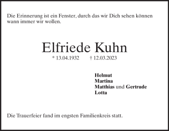 Traueranzeige von Elfriede Kuhn von Heidenheimer Zeitung