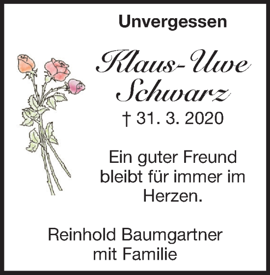 Traueranzeige von Klaus Uwe Schwarz von Heidenheimer Zeitung