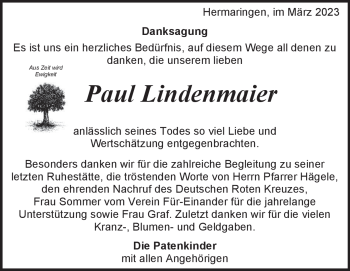 Traueranzeige von Paul Lindenmaier von Heidenheimer Zeitung