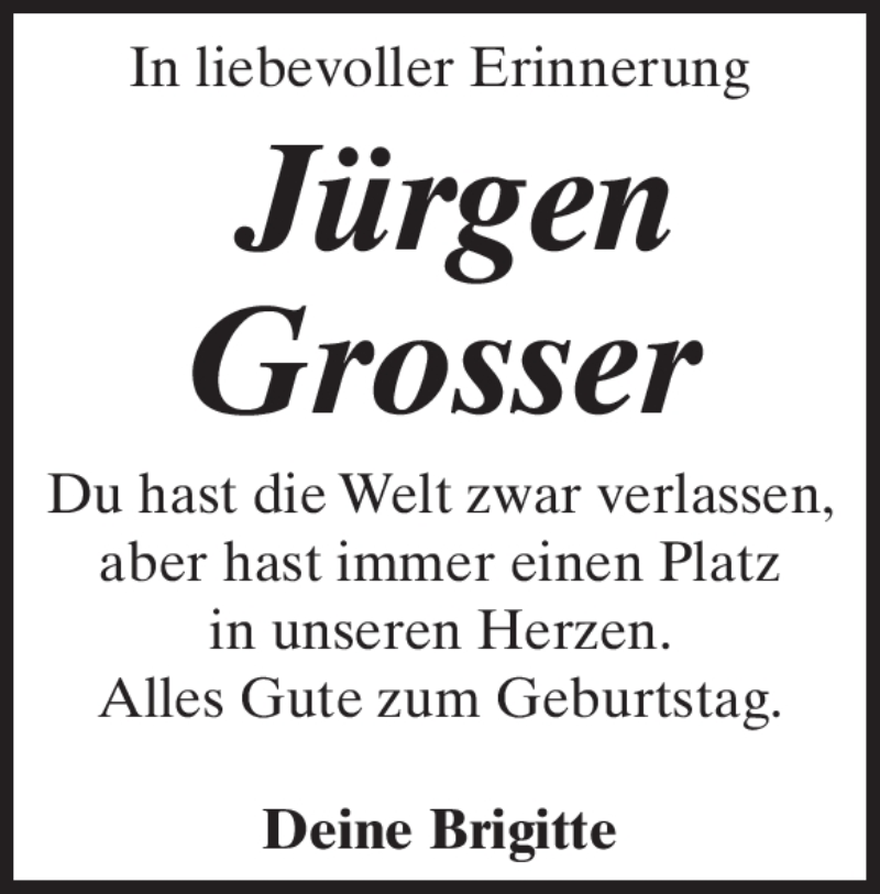 Traueranzeige für Jürgen Grosser vom 13.03.2023 aus Heidenheimer Zeitung