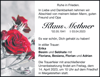 Traueranzeige von Klaus Methner von Heidenheimer Zeitung