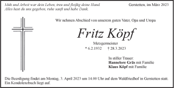 Anzeige Fritz Köpf