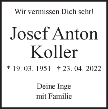 Traueranzeige von Josef Koller von Heidenheimer Zeitung