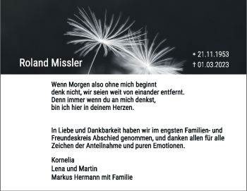 Traueranzeige von Roland Missler von Heidenheimer Zeitung
