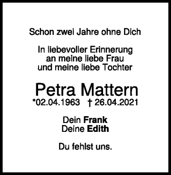 Traueranzeige von Patra Mattern von Heidenheimer Zeitung