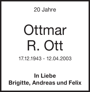 Traueranzeige von Ottmar R. Ott von Heidenheimer Zeitung