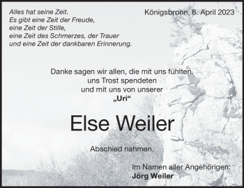 Traueranzeige von Else Weiler  von Heidenheimer Zeitung