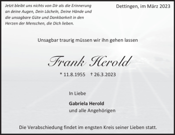 Traueranzeige von Frank Herold von Heidenheimer Zeitung