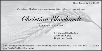 Traueranzeige von Christian Eberhardt von Heidenheimer Zeitung
