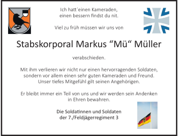 Traueranzeige von Markus Müller von Heidenheimer Zeitung