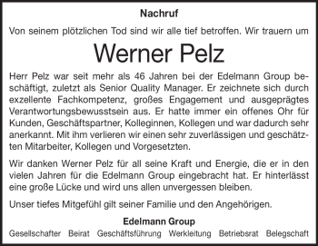 Traueranzeige von Werner Pelz von Heidenheimer Zeitung