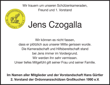 Traueranzeige von Jens Czogalla von Heidenheimer Zeitung