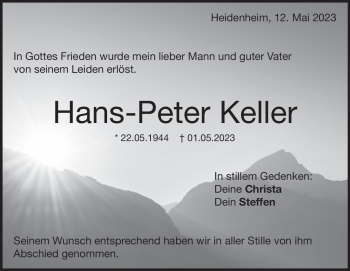Traueranzeige von Hans-Peter Keller von Heidenheimer Zeitung