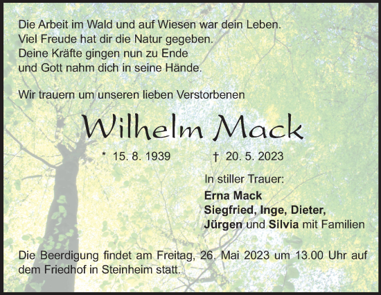 Anzeige Wilhelm Mack