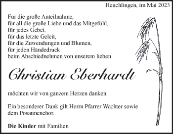 Traueranzeige von Christian Eberhardt von Heidenheimer Zeitung