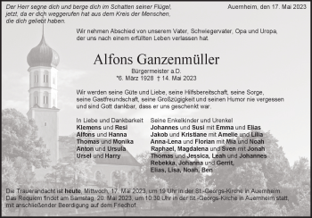 Traueranzeige von Alfons  Ganzenmüller von Heidenheimer Zeitung