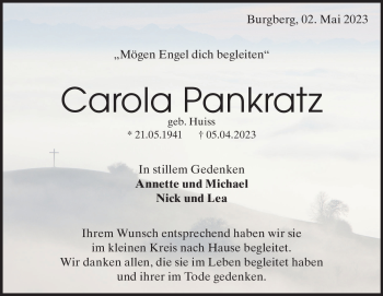 Traueranzeige von Carola Pankratz von Heidenheimer Zeitung