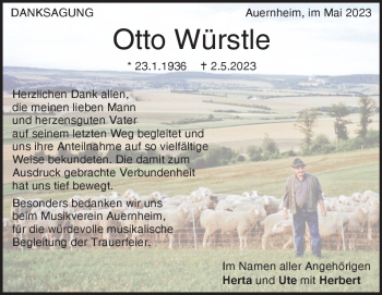 Traueranzeige von Otto Würstle  von Heidenheimer Zeitung