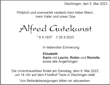 Traueranzeige von Alfred Gutekunst von Heidenheimer Zeitung