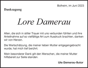 Traueranzeige von Lore Damerau von Heidenheimer Zeitung