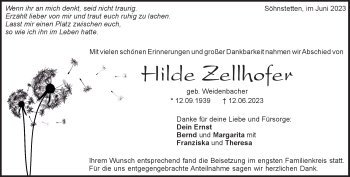 Traueranzeige von Hilde Zellhofer von Heidenheimer Zeitung