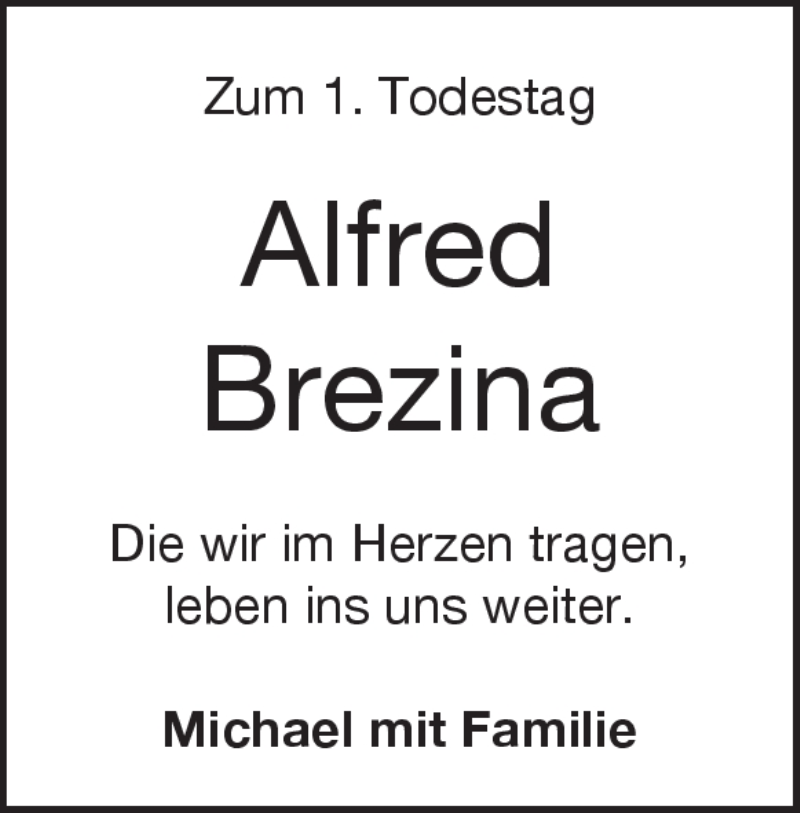 Traueranzeige für Alfred Brezina vom 28.06.2023 aus Heidenheimer Zeitung