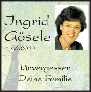 Traueranzeige von Ingrid Gösele von Heidenheimer Zeitung