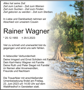 Traueranzeige von Rainer Wagner von Heidenheimer Zeitung