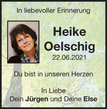 Traueranzeige von Heike Oelschig von Heidenheimer Zeitung