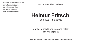 Traueranzeige von Helmut Fritsch von Heidenheimer Zeitung