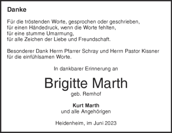 Traueranzeige von Brigitte Marth von Heidenheimer Zeitung