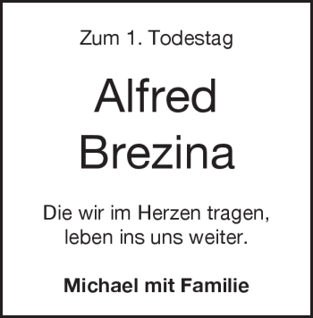 Traueranzeige von Alfred Brezina von Heidenheimer Zeitung