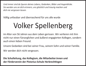 Traueranzeige von Volker Spellenberg von Heidenheimer Zeitung
