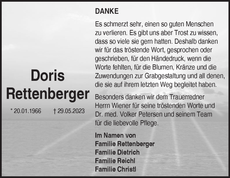  Traueranzeige für Doris Rettenberger vom 15.07.2023 aus Heidenheimer Zeitung