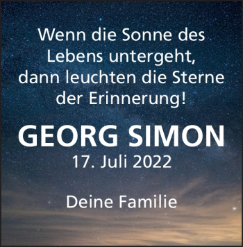 Traueranzeige von Georg Simon von Heidenheimer Zeitung