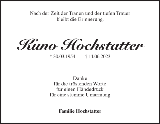 Traueranzeige von Kuno Hochstatter von Heidenheimer Zeitung