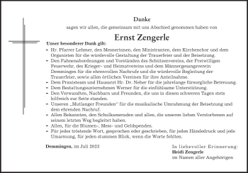 Traueranzeige von Ernst Zengerle von Heidenheimer Zeitung