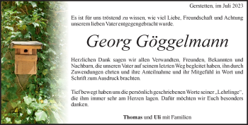 Traueranzeige von Georg Göggelmann von Heidenheimer Zeitung