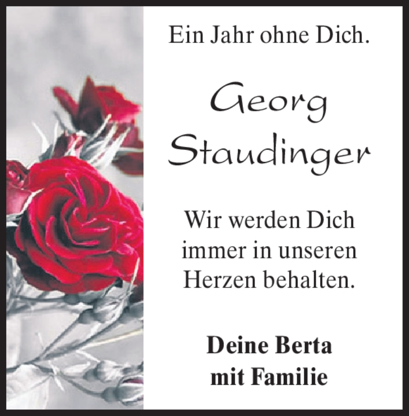  Traueranzeige für Georg Staudinger vom 30.08.2023 aus Heidenheimer Zeitung