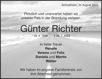 Traueranzeige von Günter Richter von Heidenheimer Zeitung