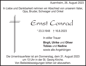 Traueranzeige von Ernst Conrad von Heidenheimer Zeitung