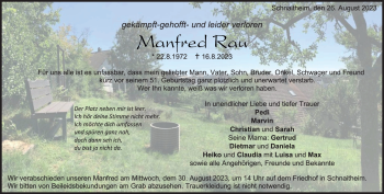 Traueranzeige von Manfred Rau von Heidenheimer Zeitung