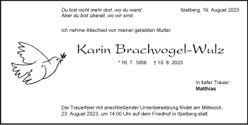 Traueranzeige von Karin Brachvogel-Wulz von Heidenheimer Zeitung