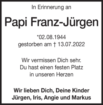 Traueranzeige von Franz-Jürgen Bohnert von Heidenheimer Zeitung