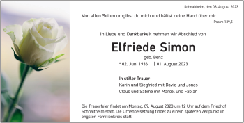 Traueranzeige von Elfriede Simon von Heidenheimer Zeitung